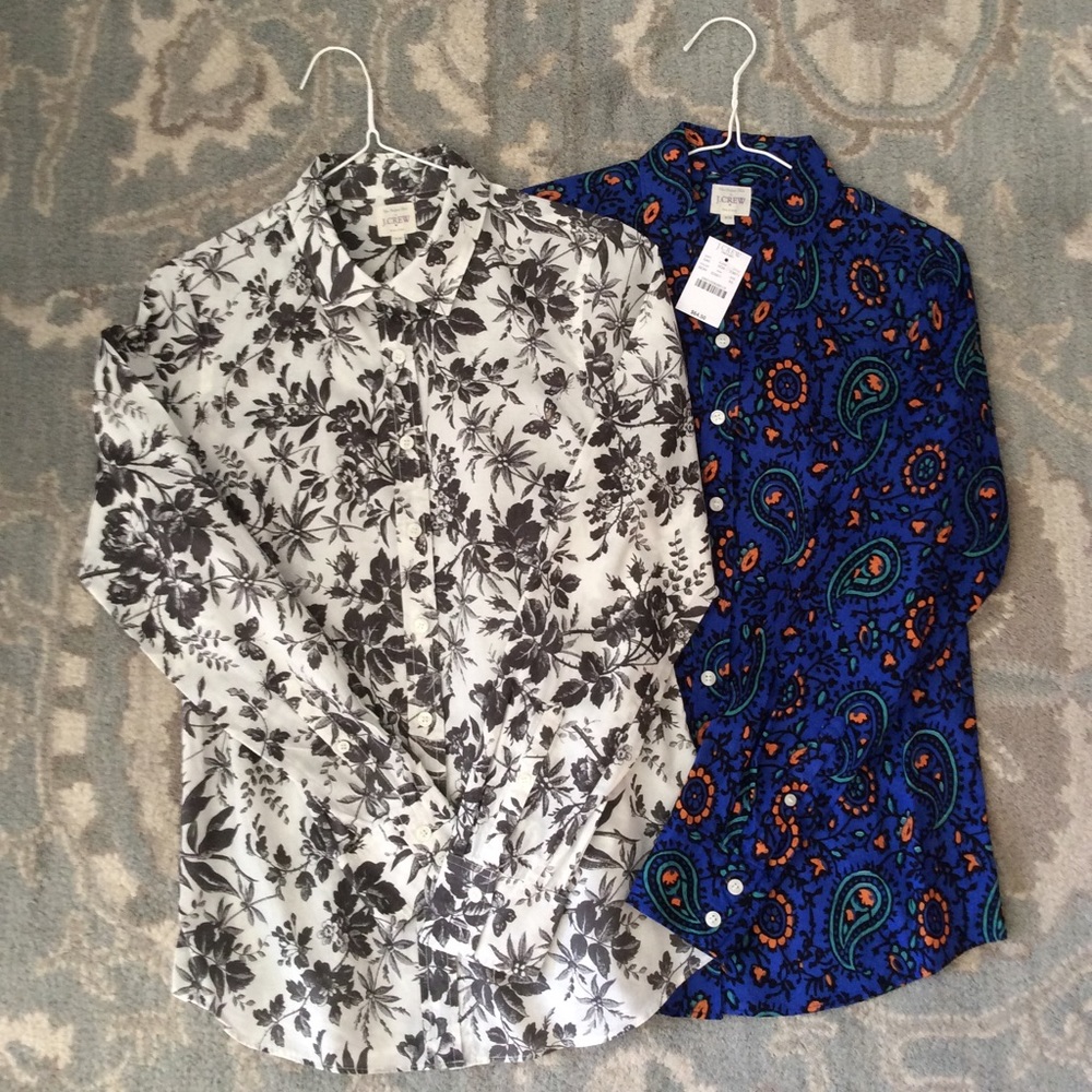 🌟LOT of 2 XS J Crew Perfect Shirt NWT!